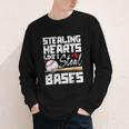 Stealing Hearts Like I Steal Bases Baseball Valentines Youth Long Sleeve Tee