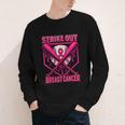 Strike Out Breast Cancer Baseball Ice Cream Drip Youth Long Sleeve Tee