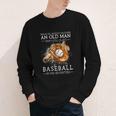 Never Underestimate An Old Man Who Still Plays Baseball Youth Long Sleeve Tee