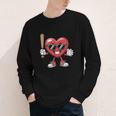Valentines Day Heart Playing Baseball Boys Men Kids Girls Youth Long Sleeve Tee