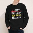 Women's Hit Hard Run Fast Turn Left Baseball Quote Fan Coach Youth Long Sleeve Tee Women's Hit Hard Run Fast Turn Left Baseball Quote Fan Coach Youth Long Sleeve Tee