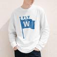 Fly The W Chicago Baseball Winning Flag Distressed Premium Tri-Blend Youth Long Sleeve Tee Fly The W Chicago Baseball Winning Flag Distressed Premium Tri-Blend Youth Long Sleeve Tee