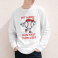 Hit Hard Run Fast Turn Left Baseball Player Premium Tri-Blend Youth Long Sleeve Tee