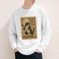 Vintage Japanese Ukiyo-e Baseball Cat Batting Youth Long Sleeve Tee