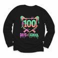 100 Days Of School Baseball Ice Cream Drip 100th Day Player Youth Long Sleeve Tee