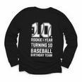 10th Birthday Rookie Of The Year Baseball Double Digit Humor Youth Long Sleeve Tee