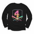 4th Birthday Baseball Bat Ice-Cream Drip 4yrs Old Boys Girls Youth Long Sleeve Tee