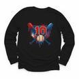 Baseball 10 Year Old Splash Drip 10th Birthday Boy Number 10 Youth Long Sleeve Tee