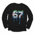 Baseball 67 Six Seven Gen Alpha Meme Blue Drip Boys Youth Long Sleeve Tee