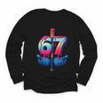 Baseball Bat Hands Drip 67 Six Seven Gen Alpha Slang Meme Youth Long Sleeve Tee