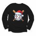 Baseball Christmas Lights Santa Christmas Baseball Player Youth Long Sleeve Tee