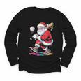 Baseball Christmas Santa Claus Batter Baseball Drip Youth Long Sleeve Tee