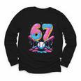 Baseball Drip Number 67 Player 67Th Birthday Baseball Meme Youth Long Sleeve Tee