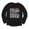 Baseball Fan Vintage Retro Eat Sleep Baseball Repeat Youth Long Sleeve Tee