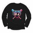 Baseball Ice Cream Drip Number 67 Player 67th Birthday Youth Long Sleeve Tee