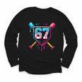 Baseball Ice Cream Drip Number 67 Player 67th Birthday 67 Youth Long Sleeve Tee