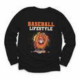 Baseball Lifestyle Ice Cream Drip Baseball Glove Crossed Bat Youth Long Sleeve Tee