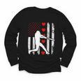 Baseball Silhouette Heart USA Flag Hearts American Boys Kids Youth Long Sleeve Tee