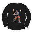 Bigfoot Playing Baseball Boys Kids Men Baseball Player Youth Long Sleeve Tee