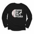 Chicks Dig The Pitcher Baseball Youth Long Sleeve Tee
