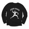 Christian Jesus Saves Baseball Pitcher Heaven 01 Sports Youth Long Sleeve Tee Christian Jesus Saves Baseball Pitcher Heaven 01 Sports Youth Long Sleeve Tee