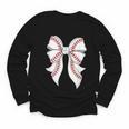 Cute Baseball Coquette Bow For Women Girls Baseball Mama Mom Youth Long Sleeve Tee Cute Baseball Coquette Bow For Women Girls Baseball Mama Mom Youth Long Sleeve Tee