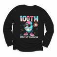 Dabbing Drippy 100th Days Of School Baseball Ice Cream Drip Youth Long Sleeve Tee