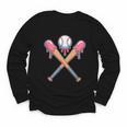 Dripping Pink Baseball Crossed Bats Summer Youth Long Sleeve Tee Dripping Pink Baseball Crossed Bats Summer Youth Long Sleeve Tee