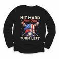 Hit Hard Run Fast Turn Left Baseball Cream Drip Crossed Bats Youth Long Sleeve Tee