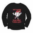 Hit Hard Run Fast Turn Left Baseball Player Youth Long Sleeve Tee Hit Hard Run Fast Turn Left Baseball Player Youth Long Sleeve Tee