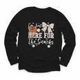 I'm Just Here For The Snacks Baseball Coquette Game Day Girl Youth Long Sleeve Tee I'm Just Here For The Snacks Baseball Coquette Game Day Girl Youth Long Sleeve Tee