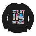 It's My 11th Birthday Baseball Ice Cream Drip Theme Youth Long Sleeve Tee