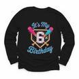 It's My 6th Birthday Baseball Fan Fun Party Celebration Youth Long Sleeve Tee