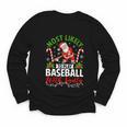 Most Likely To Play Baseball With Santa Christmas Pajamas Youth Long Sleeve Tee