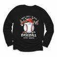 Most Likely To Play Baseball With Santa Christmas Xmas Youth Long Sleeve Tee