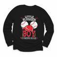 Little Slugger Boy Coming Soon Baby Announcement Baseball Youth Long Sleeve Tee