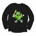 Lucky Shamrock Playing Baseball St Patrick's Kids Boys Youth Long Sleeve Tee
