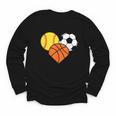 Mom Sports Heart Soccer Basketball Baseball Softball Youth Long Sleeve Tee