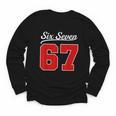 Number 67 Numbered Six Seven Baseball Jersey Style Team 67 Youth Long Sleeve Tee