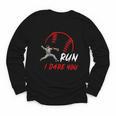 Run Steal I Dare You Humor Baseball Catcher Vintage Youth Long Sleeve Tee