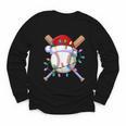Santa Sports Christmas Baseball Player Youth Long Sleeve Tee