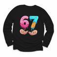 Six Seven 6-7 Baseball Ice Cream Drip 67 Meme Hands Youth Long Sleeve Tee