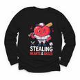 Stealing Hearts And Bases Baseball Player Valentine's Day Youth Long Sleeve Tee Stealing Hearts And Bases Baseball Player Valentine's Day Youth Long Sleeve Tee