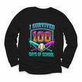 I Survived 100 Days Of School Baseball Drip Youth Long Sleeve Tee