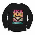 I Survived 100 Days Of School Baseball Ice Cream Drip Youth Long Sleeve Tee