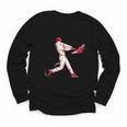 Valentines Day Baseball Batter Silhouette Heart For Men Boys Youth Long Sleeve Tee