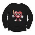 Valentines Day Heart Playing Baseball Boys Men Kids Girls Youth Long Sleeve Tee