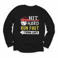Women's Hit Hard Run Fast Turn Left Baseball Quote Fan Coach Youth Long Sleeve Tee Women's Hit Hard Run Fast Turn Left Baseball Quote Fan Coach Youth Long Sleeve Tee