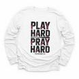 Play Hard Pray Hard Youth Boy Christian Baseball Jesus Youth Long Sleeve Tee