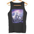 2 Weiße Pferdetehen Auf Einemerschneiten Hügel Tank Top